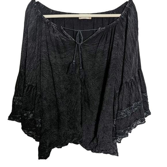 Altar'd State Small Black Off The Shoulder Crochet Knit Flowy Boho Peasant Small - Picture 1 of 7